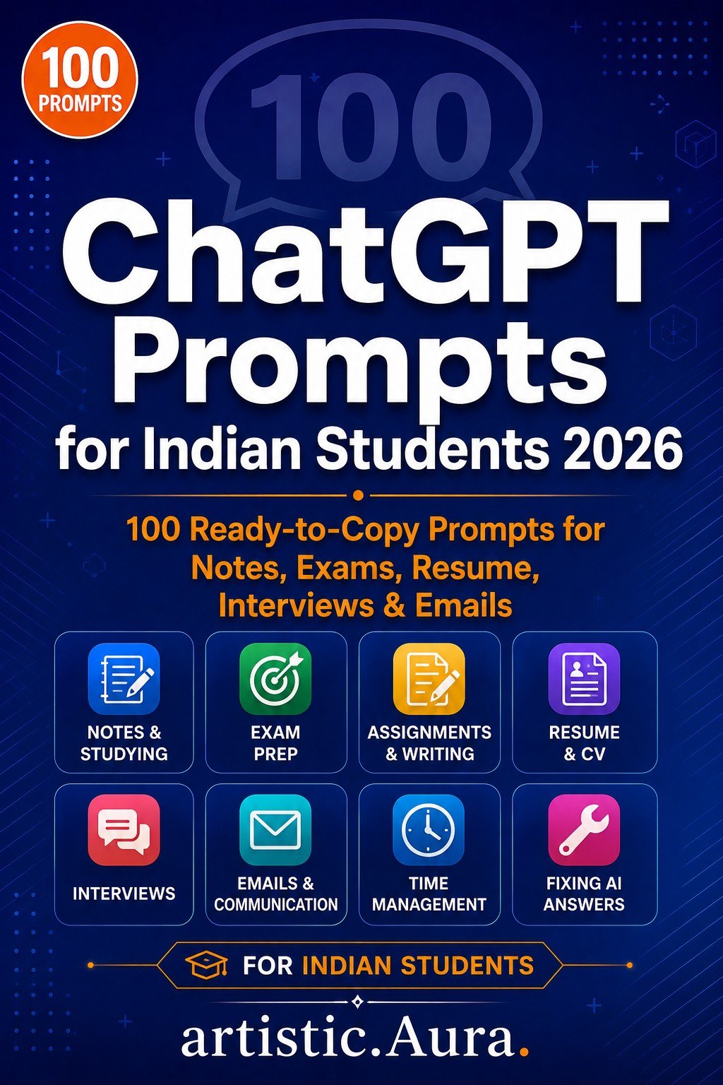 100 ChatGPT Prompts for Indian Students 2026 — book cover