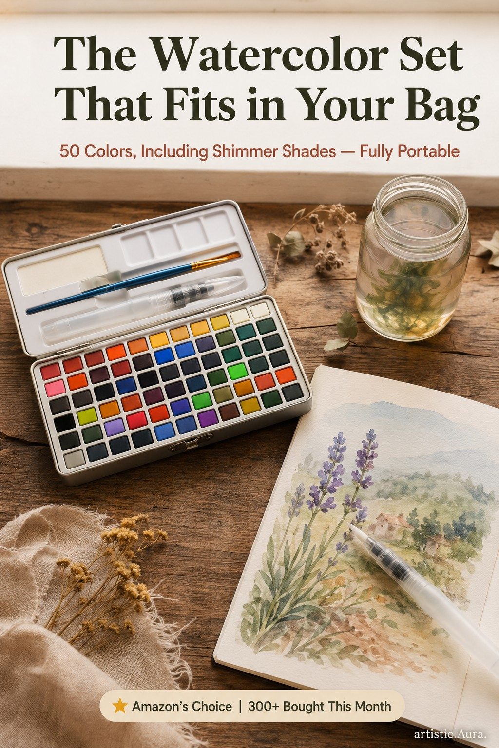 50-Color Watercolor Paint Set
